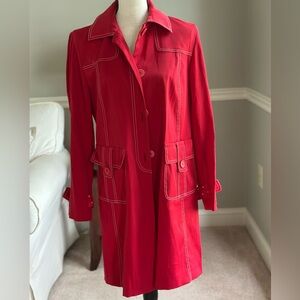 Nine & Company Red midi trench coat size 6 womens Normcore